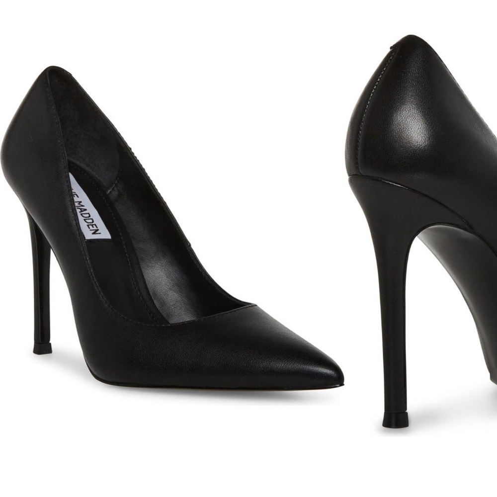 Steve Madden Classic Leather Black Heels